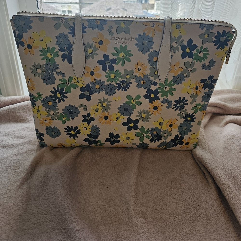 Coach Yellow and White Tote Bag with Floral Design